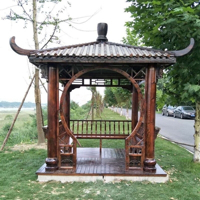 kwaliteit  Outdoor Pavilion Chinese Wood Gazebo Hexagonal 3m Antique Garden Pagoda Fabriek