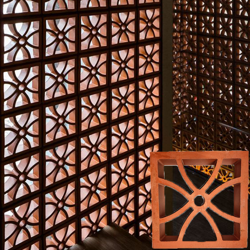 Rood Kleur Klin Gebrand Terracotta Ventilatie Baksteen Bries Blocks Klei Wand Scherm