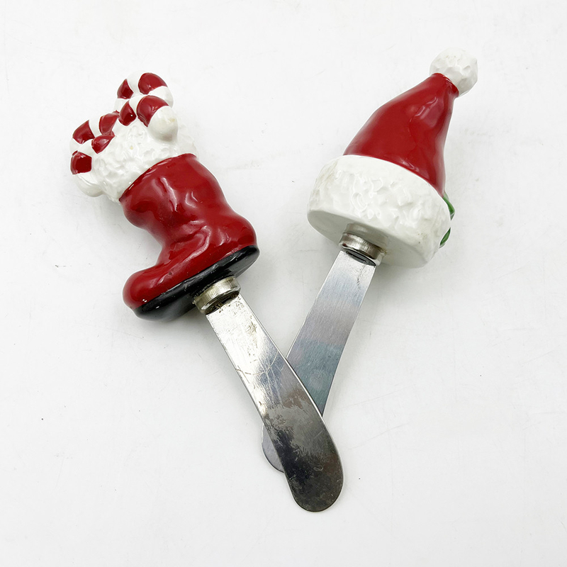 Kerstman Hoed Boot Hand geschilderd handvat Met roestvrij staal lemmet Kaasverspreider Botterverspreider