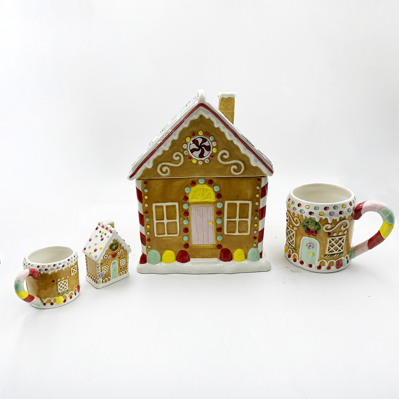 Uitgebreide keramische producten op maat Kerstserie snoepopslagpotten Creatief