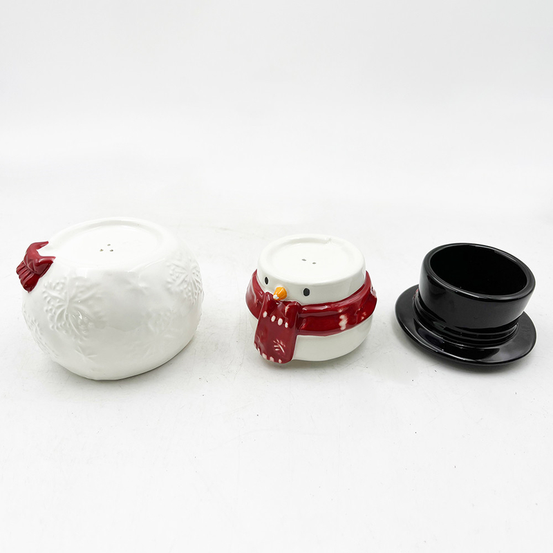 Sneeuwman Keramisch Geschenk Creatief Drie stukken Set van Zout en Peper Shakers Custom Patroon