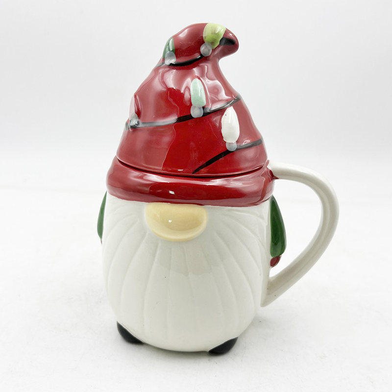 Custom Creative 3D Spring Gnome Decorations Cups Kerst Keramische mokken met deksel