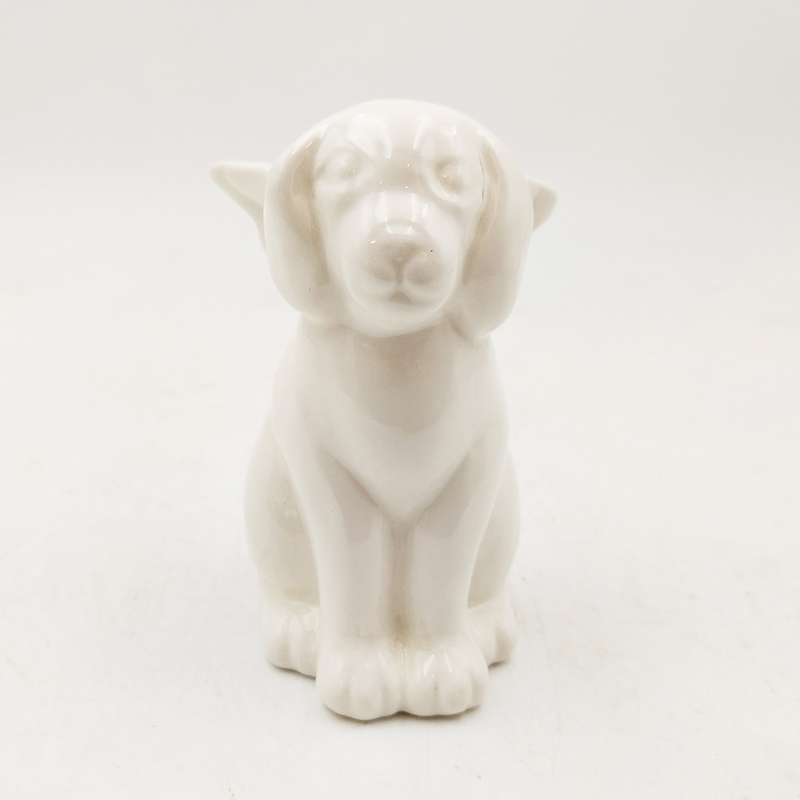 Glaseerde keramische dieren Wit creatief hond met vleugels Figuur met hand geschilderd verzamelbaar hondliefhebber cadeau Tuinhuis