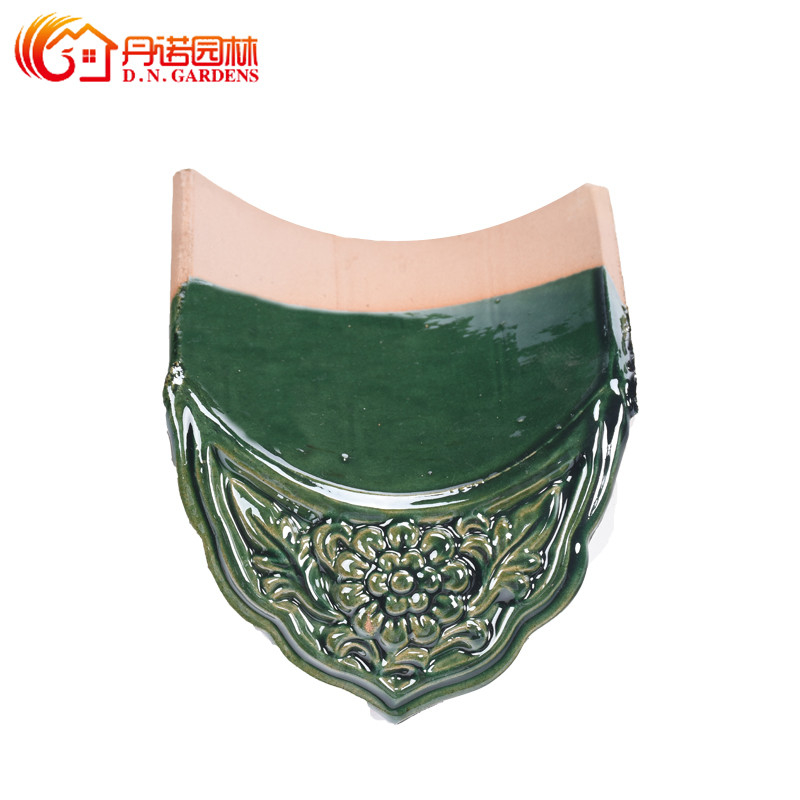 Chinese geglazuurde keramische daktegel 180*180mm Vibrant groen geglazuurd Weerbestendige voor pagode daken