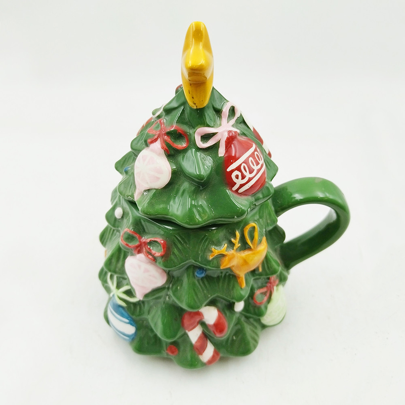 Groene kerstboombeker schattig keramische kerstbeker met deksel voor cadeautjes Home decor