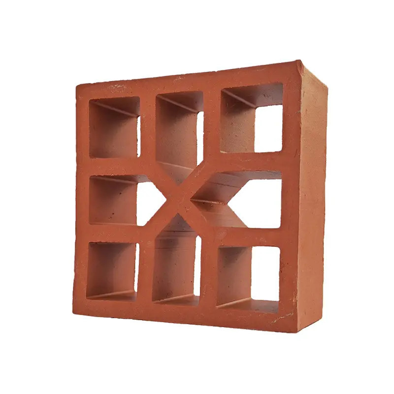 Rood terracotta gevel bakstenen klei bouwsteen bries blok voor huisversiering
