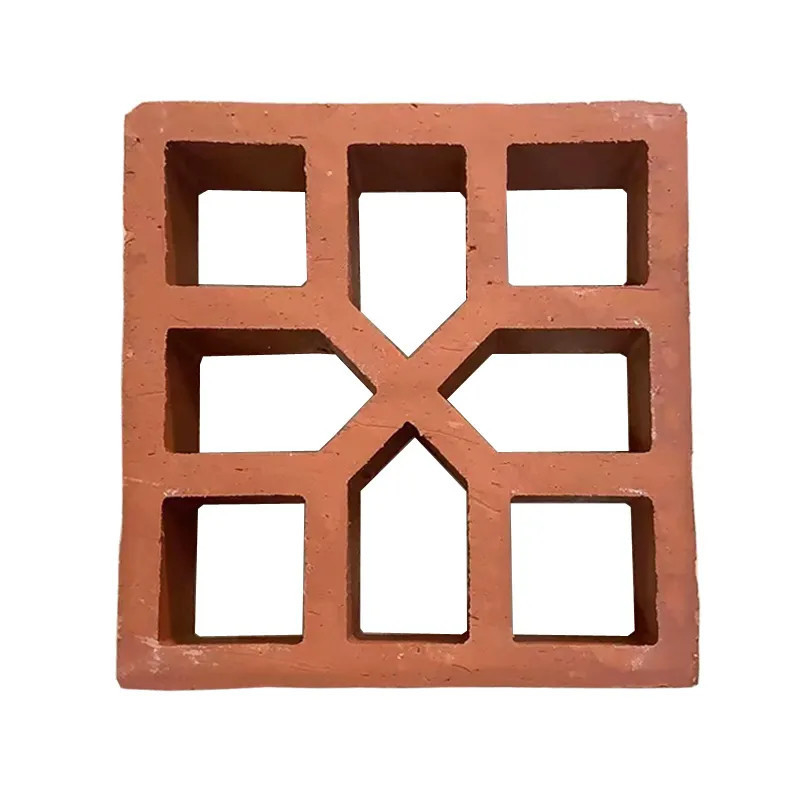 Rood terracotta gevel bakstenen klei bouwsteen bries blok voor huisversiering