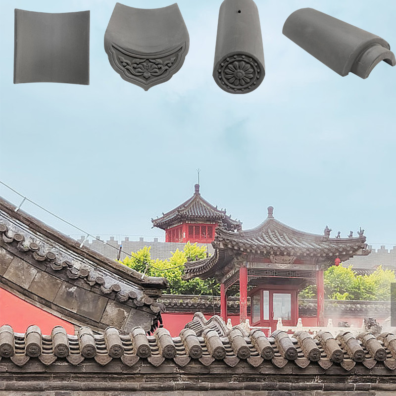 Matte Chinese antieke tempeltegel Grijze klei daktegel hoge sterkte UV-bestand voor erfgoedgebouwen