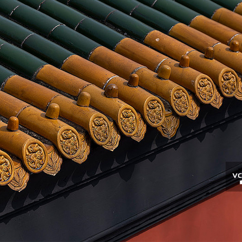 Chinese glazen daktegel met een hoge glans, groen keramisch materiaal, ideaal voor tempels en heiligdommen