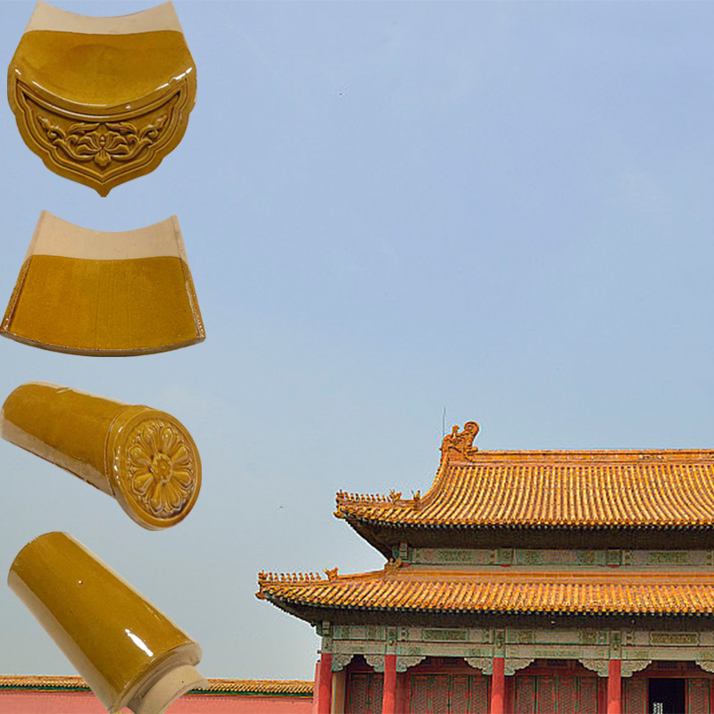 Chinese glazen daktegel Elegante gele glazuur Langdurig voor oude keizerlijke stijl Daken Modern ontwerp