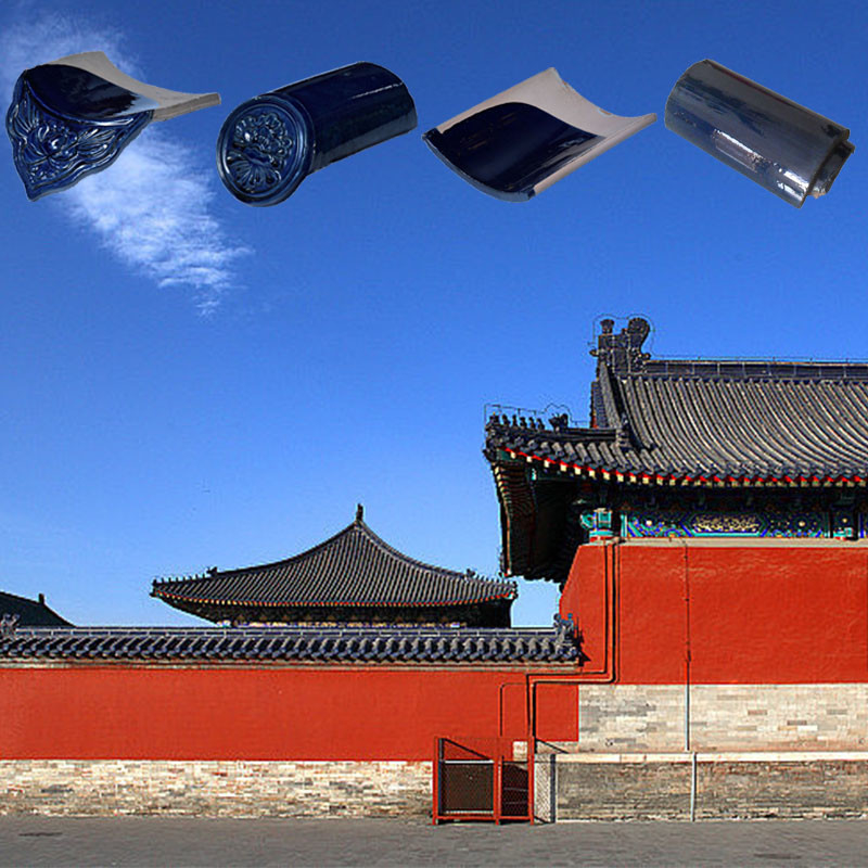 Chinese glazen daktegel Glanzend blauw Hoge duurzaamheid Voor traditionele en moderne huizen Bouwmateriaal