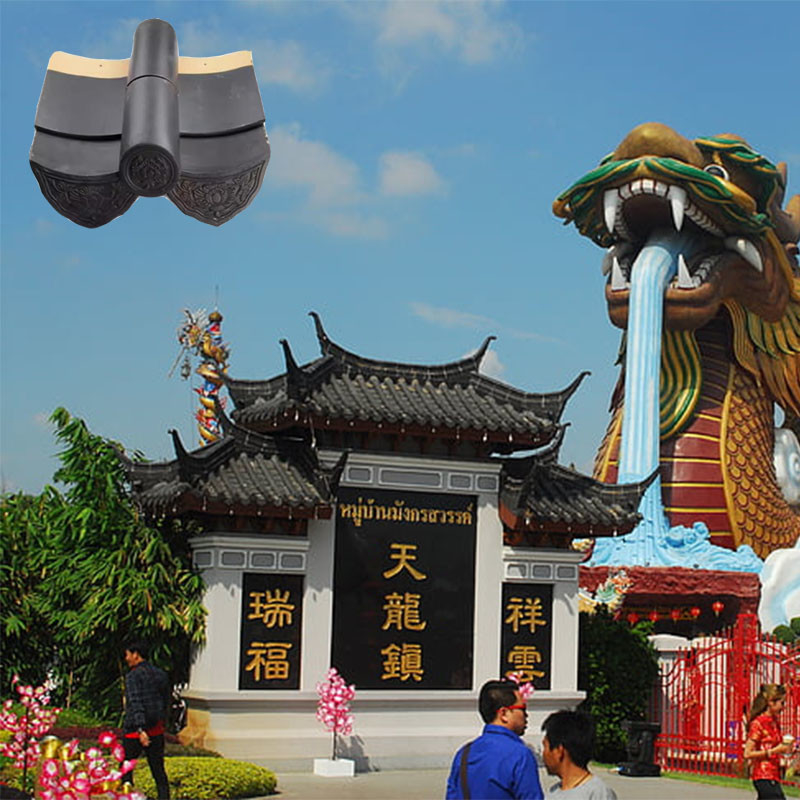 Chinese stijl Traditioneel Thailand Tempelpaleis Keramische interlocking daktegels Zwarte kleur Heiligdom Huis