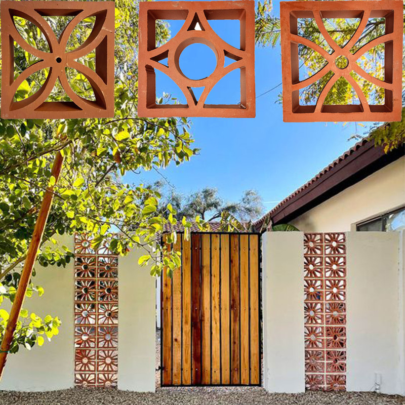 Decoratieve gebouwtegel Buiten Terracotta Scherm Kunstkunst Traditionele stijl Muurversiering Holle rode klei stenen