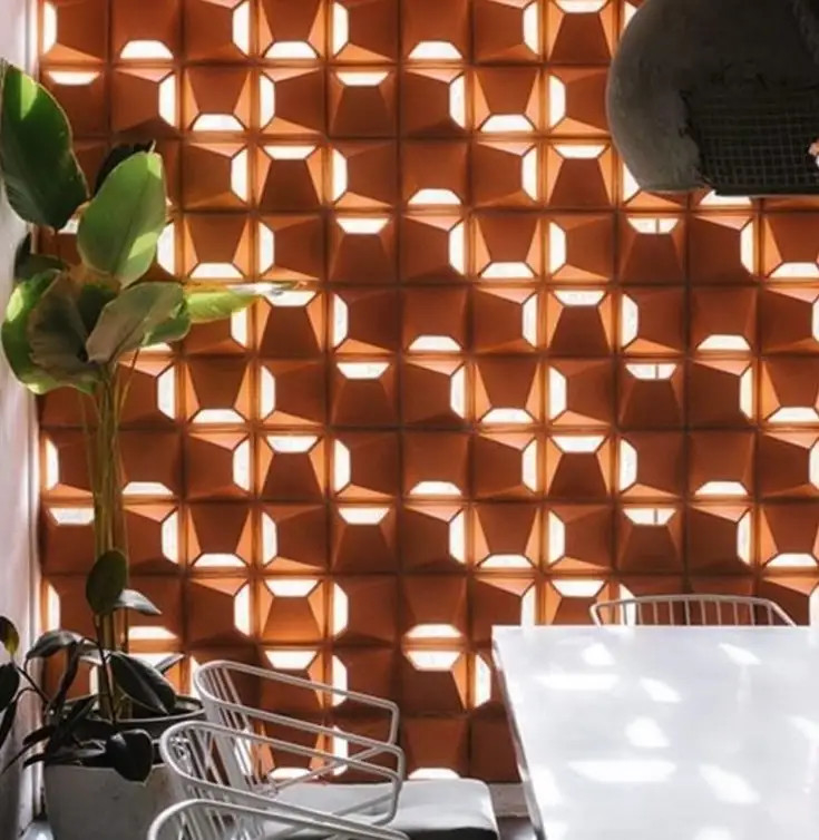 Hotel Buitenkant Klinker Keramische Muurstenen Decoratief Terracotta Scherm Briesblokken