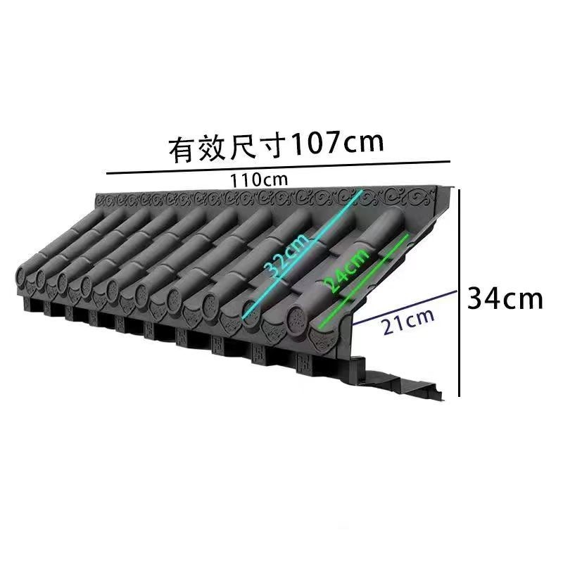 3D Antieke Dakrand met Plank Muurdecoratie Aziatische Chinese Plastic Tegels