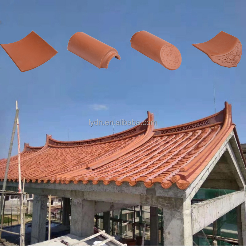 Chinese natuurlijke rode klei dakpannen voor tuinpagode huis terracotta dakmateriaal