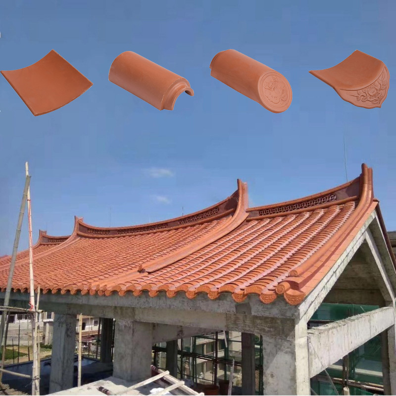 Chinese natuurlijke rode klei dakpannen voor tuinpagode huis terracotta dakmateriaal