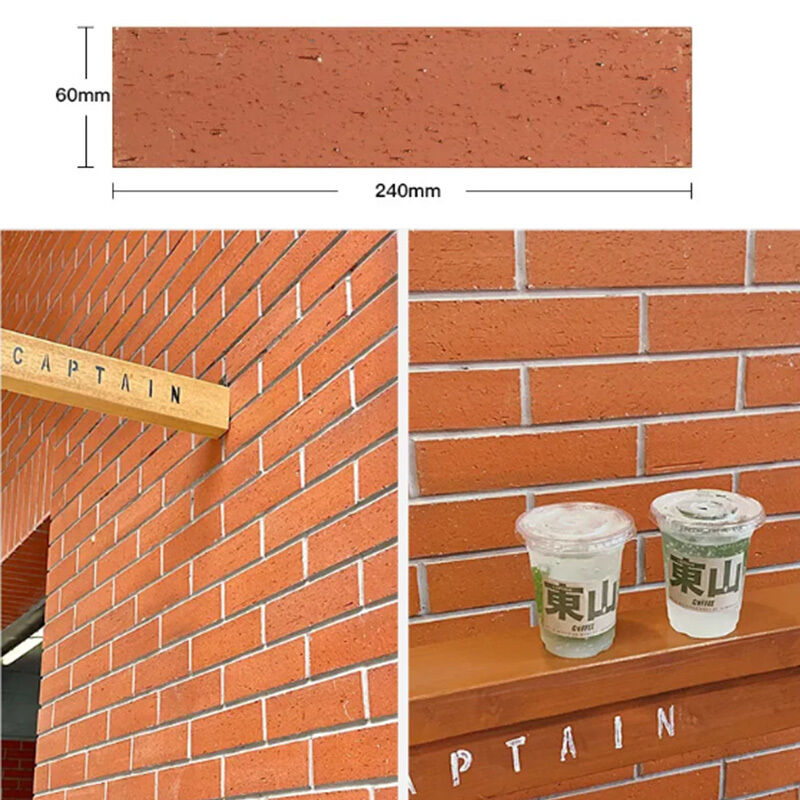 Buitenste brandfaçade Split Brick Veneer Flessen Klei Effect Muurpaneel Flessen voor buiten patio muur
