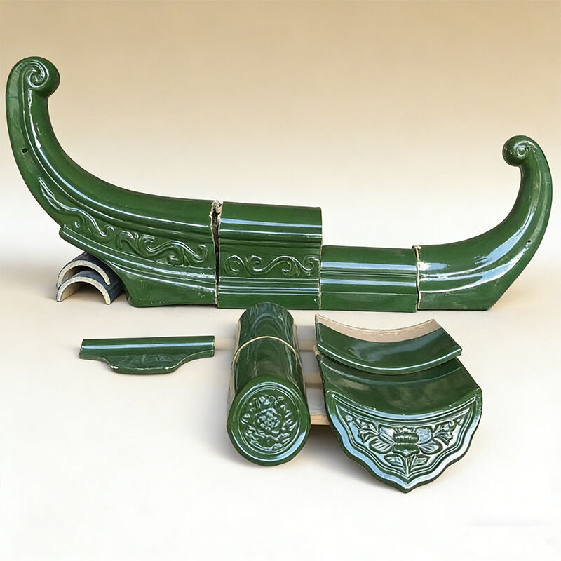 Chinese traditionele groen geglazuurde dakpan jade groen handgemaakte klei geglazuurde tegel brandwerend waterdicht voor Aziatische tempel villa