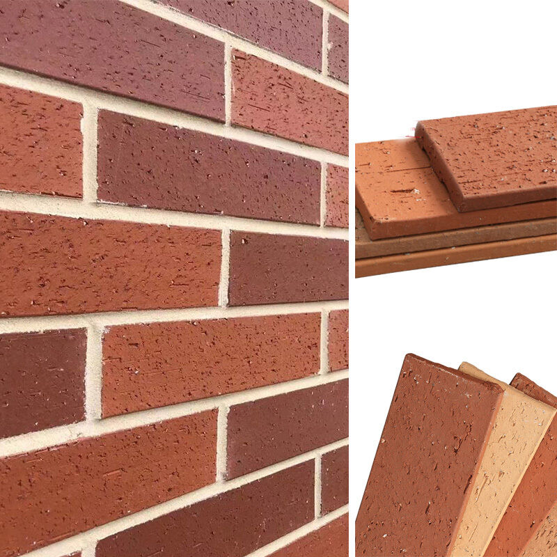 Split Face Brick Clay Wall Cladding Hoekige tegels Dunne bakstenen Solid Veel kleuren voor buiten Gebouw Muur Esthetiek & Bescherming