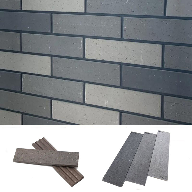 Matte afwerking Buiten Grijs klei baksteen Split Face Brick Wall Covering Veneer Tile Extrusion Gesinterd proces