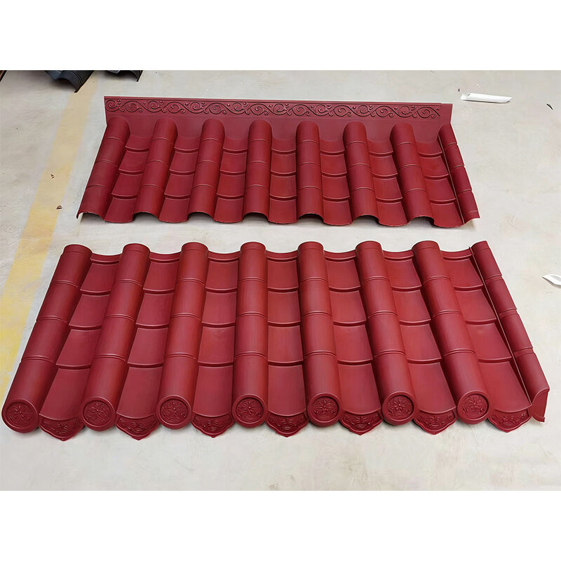 Polypropyleen Chinese tempel dak Aziatische antieke stijl Decoratief daktegel Rood