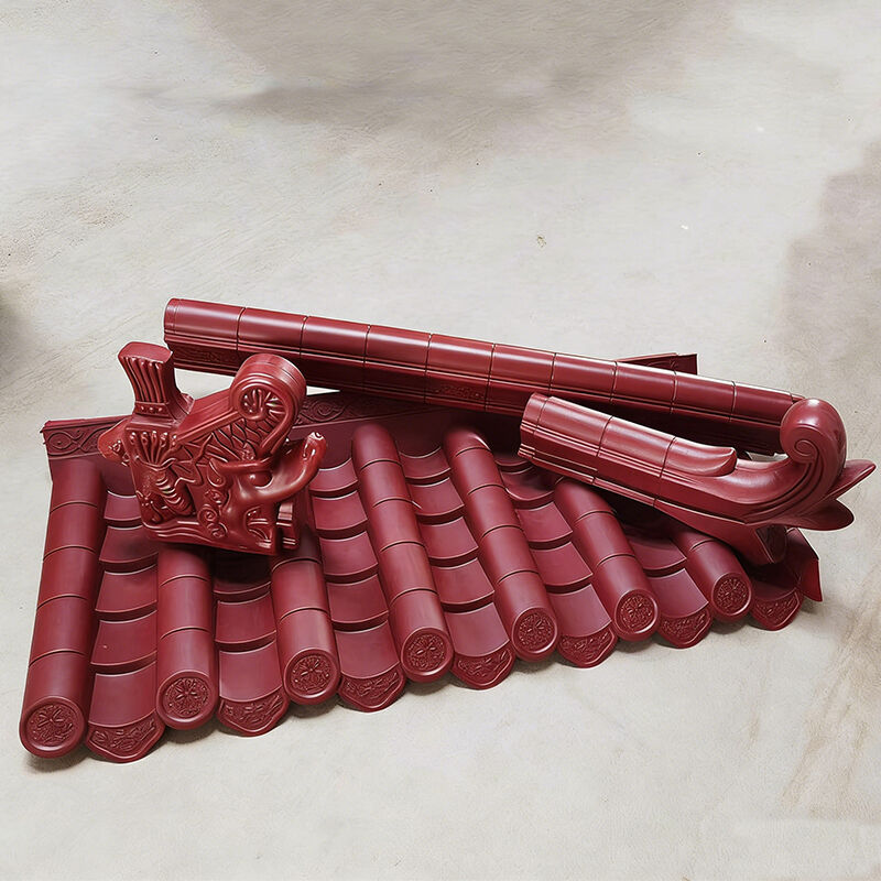 Polypropyleen Chinese tempel dak Aziatische antieke stijl Decoratief daktegel Rood