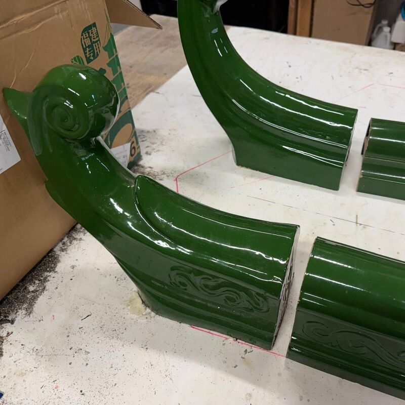 Houten raam Paviljoen in Chinese stijl met groen geglazuurde tegels Retro Houten textuur Hoflandschap Gazebo voor balkon Natuurlijke inrichting