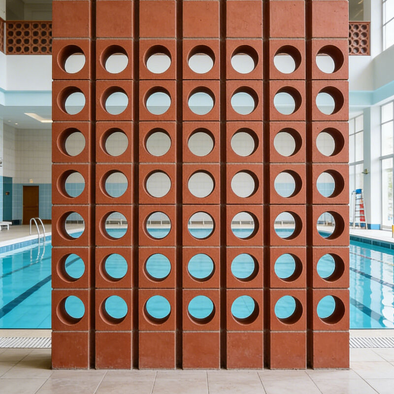 Terracotta Breeze Block Clay Terrace Blocks Garden Wall Screen Tiles Round Circle Pattern Breeze Wall Brick for Pool Hall