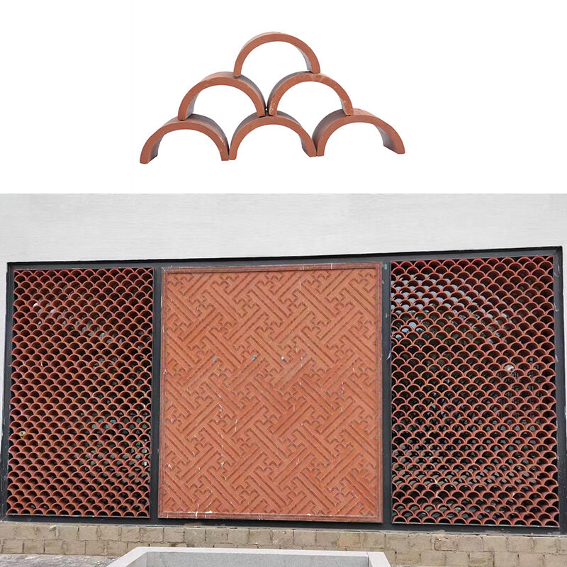 Halve Ronde Vent Claustra Terracotta Breeze Block Wand Decoratieve Perforated Brick Clay Terrace Blocks 200*100mm voor Feature Wall