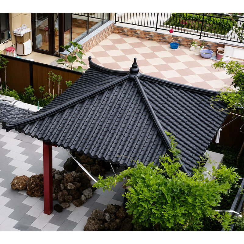Synthetische hars kunststof dakpan ASA PVC dakplaat Keramische tegels Op zoek naar residentiële villa Gazebo buitenbouwdak