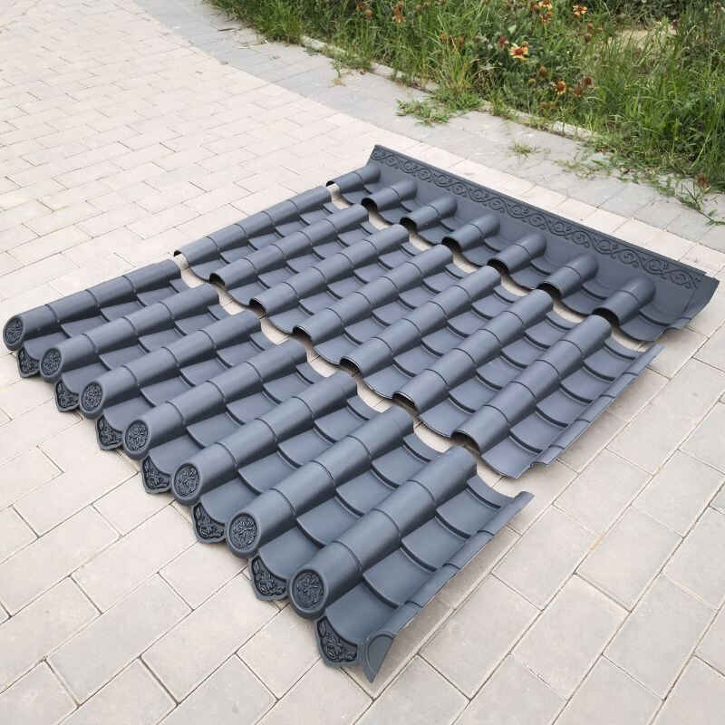 PP-kunststof verdikte synthetische pannendak Villa antieke kunststof pannengebouw dakluifel thermische isolatie kunststof dakpan
