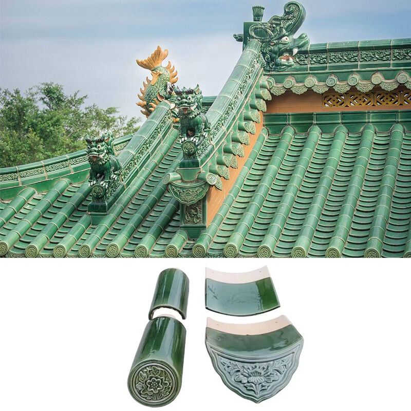 Chinese Style Architecture Glazed Roof Tile Green Porcelain Tiles Antique Building Roof Material for Project Chinatown Gateway