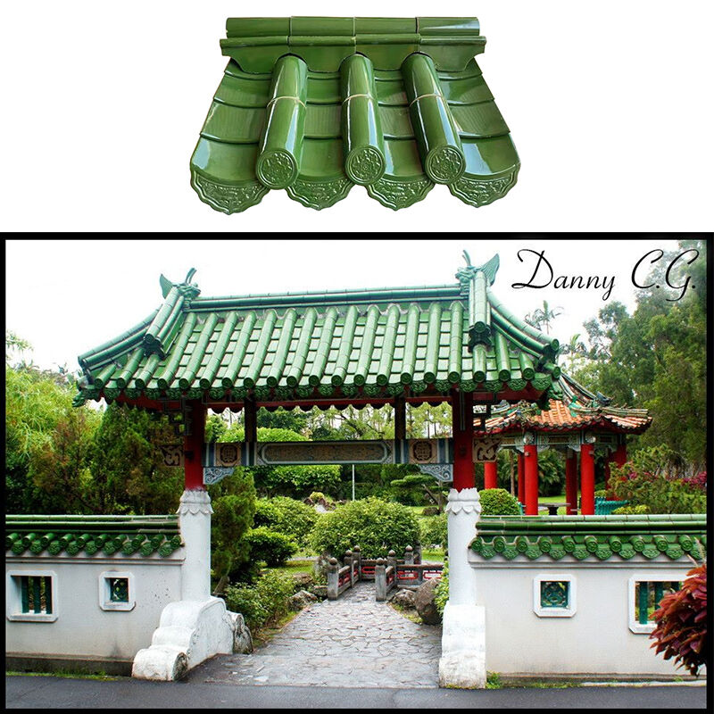 Vibrant groen Chinese glazen daktegel Klassieke stijl keramische tegel voor tempeltuin Paviljoen Theehuis Dakbouw