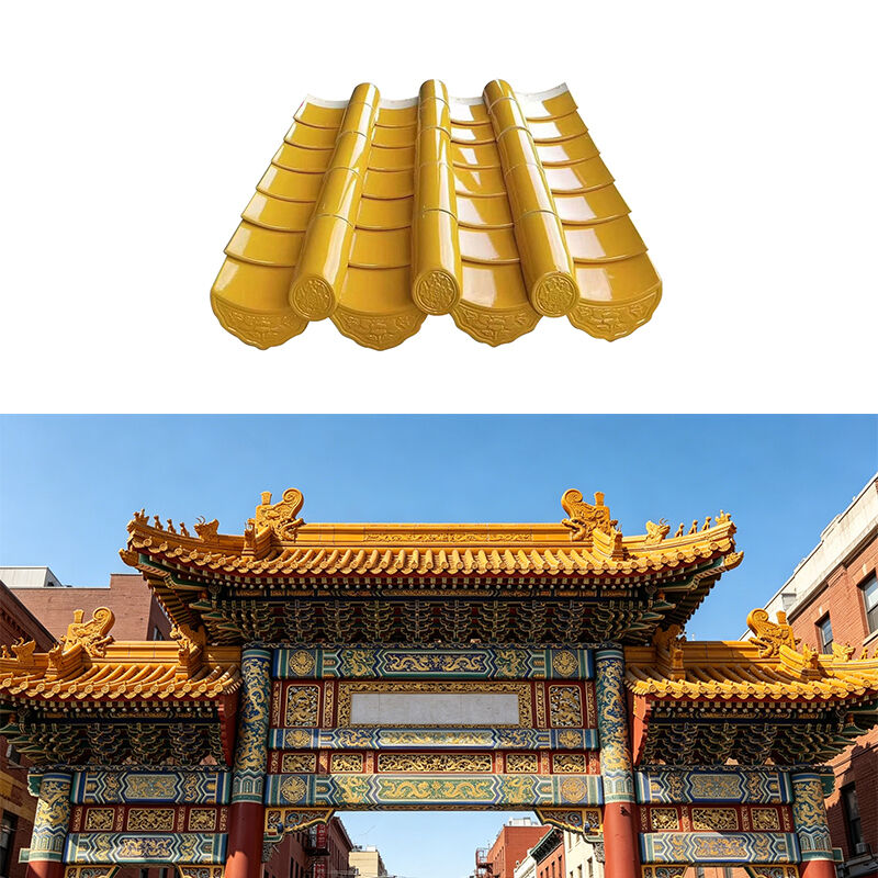 Keizerlijke geel geglazuurde dakpan Authentieke antieke keramische tegel in Chinese stijl voor Temple Palace Villa Dakbedekking Duurzaam en weerbestendig