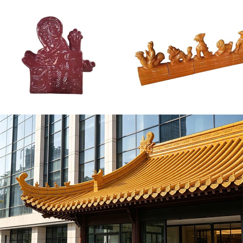 Klassieke Chinese gele geglazuurde daktegel hoogglanzend antiek porseleinen tegel keramisch dakgordel voor China Style Tempel & Tuin Gazebo Huis Restauratie