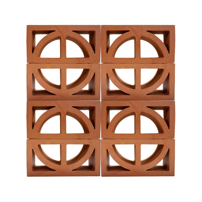 Natuurlijke terracotta ventilatie blok decoratief rode klei bries blok met halve cirkel uitknijping voor tuin privacy muren gevels