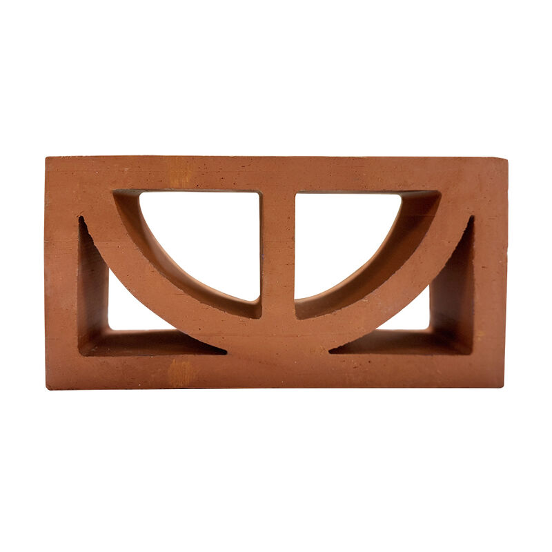 Natuurlijke terracotta ventilatie blok decoratief rode klei bries blok met halve cirkel uitknijping voor tuin privacy muren gevels
