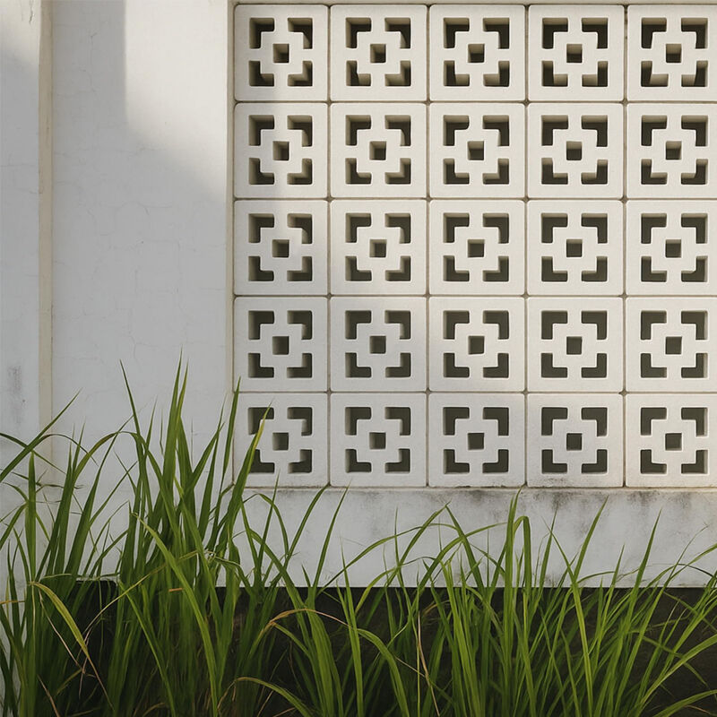 Breeze blok Decoratieve betonnen metselwerk eenheden Vierkante patronen Decoratieve betonnen blokken Als ontwerpaccent een schaduwbedekking