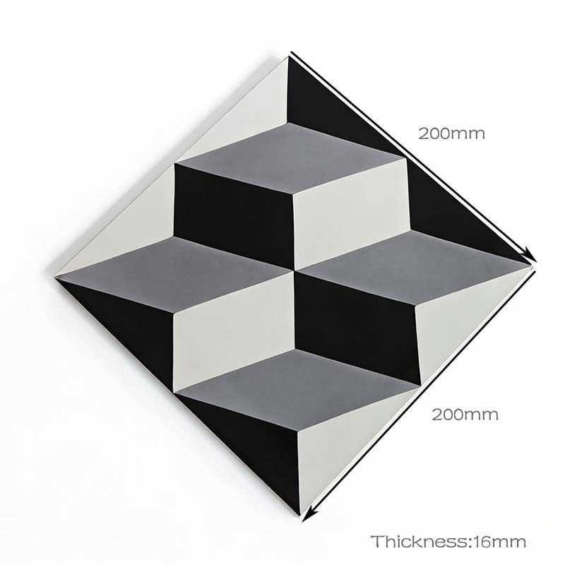 Europese retro handgemaakte mozaïek cement tegels 200*200*16mm 3D kubus illusie tegel voor binnen-buiten vloer Muurtekening