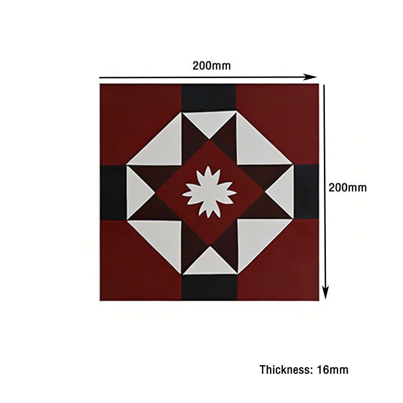 Cement Tiles With Patterns 200 X 200 Mm Customized Pattern Handmade Glaze-free Eco-friendly For Hotel Boutique Floor