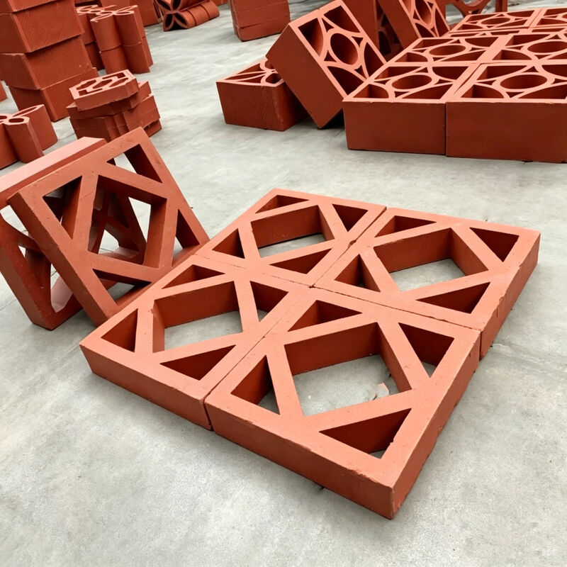 Weerbestendige rode terracotta holle blokken decoratieve klei bries blokken voor binnenplaats privacy scherm muren