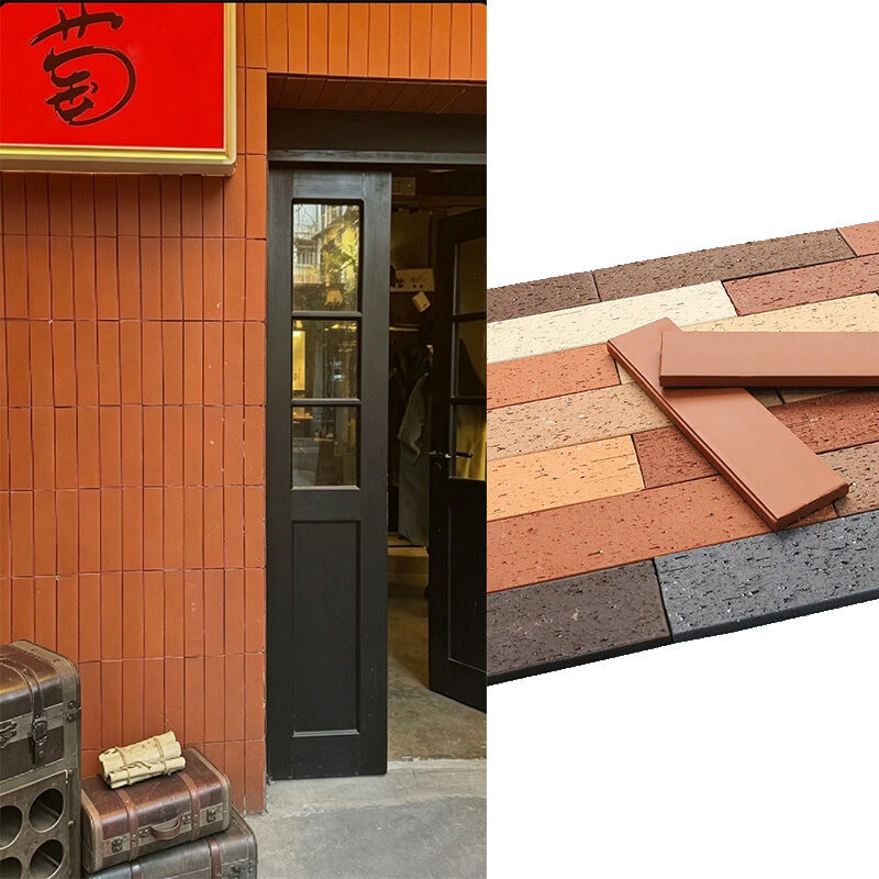 Nautrale Terracotta Rode Split Face Brick Natuurlijke klei Brick Veneer voor buitenmuren Gevels en modern architectonisch ontwerp