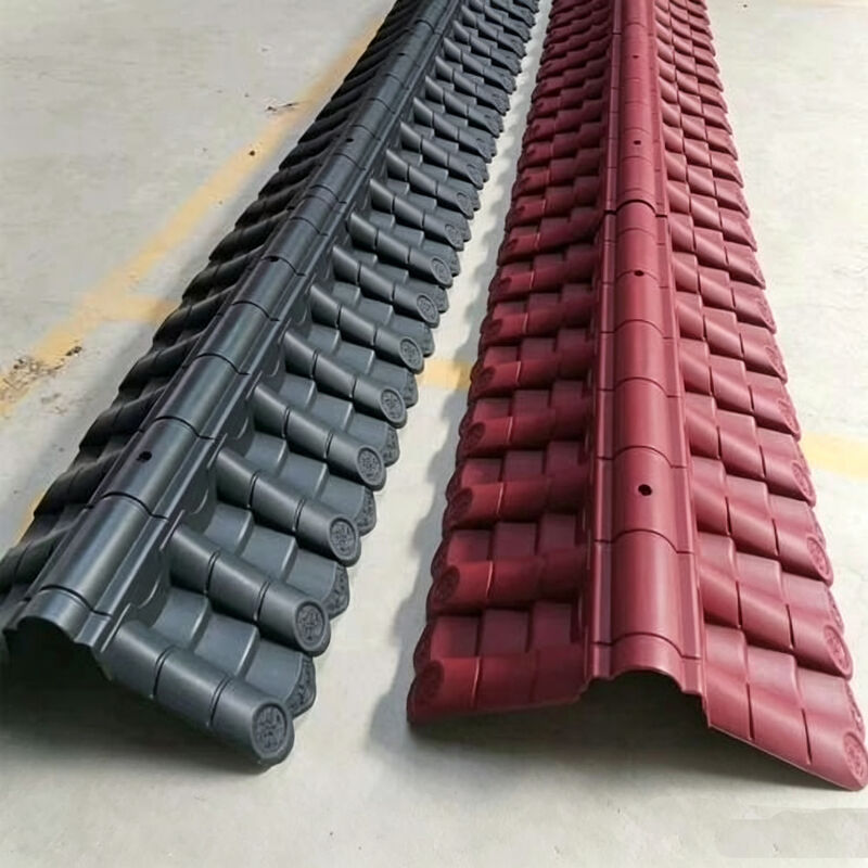 Lichte plastic Chinese dakplaten UV-bestendige Rode en Zwarte Polymer Ridge Cap Cover voor tuinmuur en paviljoen daken