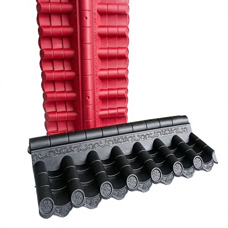 Lichte plastic Chinese dakplaten UV-bestendige Rode en Zwarte Polymer Ridge Cap Cover voor tuinmuur en paviljoen daken