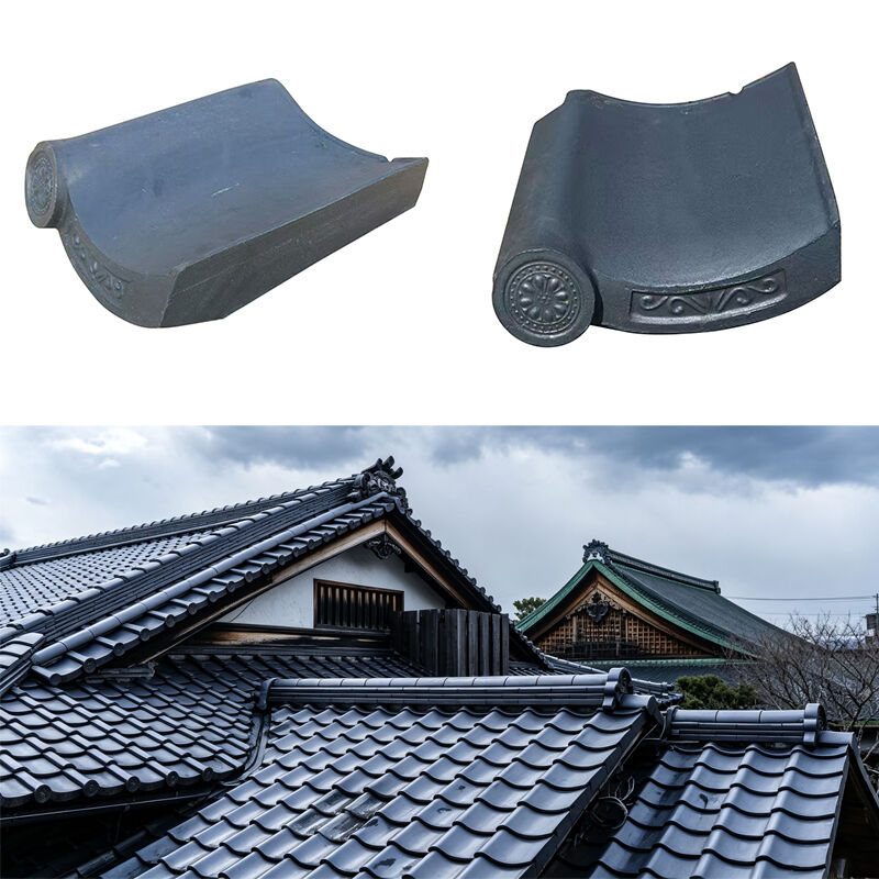 Japanse Stijl In elkaar grijpende Klei Dakgoot Druppels Dakpan Weerbestendig Donkergrijs Dakpan Systeem voor Traditionele Oost-Aziatische Schuin Dakken