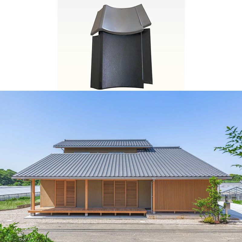 Minimalistische Japanse Platte Keramische Kawara Dakpannen Mat Zwart In elkaar grijpende Dakpannen voor Houtskeletbouw Huizen