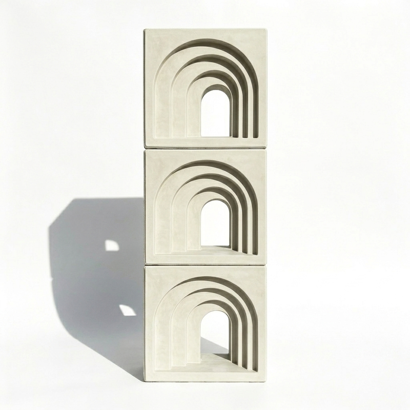 3D Boog Betonnen Ventilatie Breeze Blocks | Holle Decoratieve Cementstenen voor Winkelpuien & Architectonische Zonweringswanden