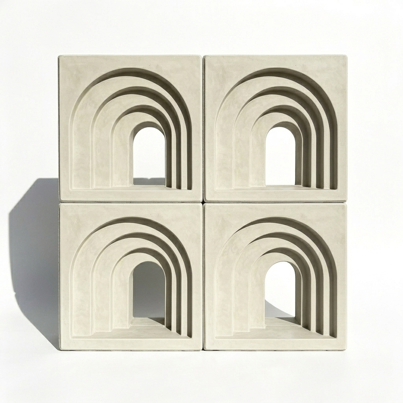 3D Boog Betonnen Ventilatie Breeze Blocks | Holle Decoratieve Cementstenen voor Winkelpuien & Architectonische Zonweringswanden
