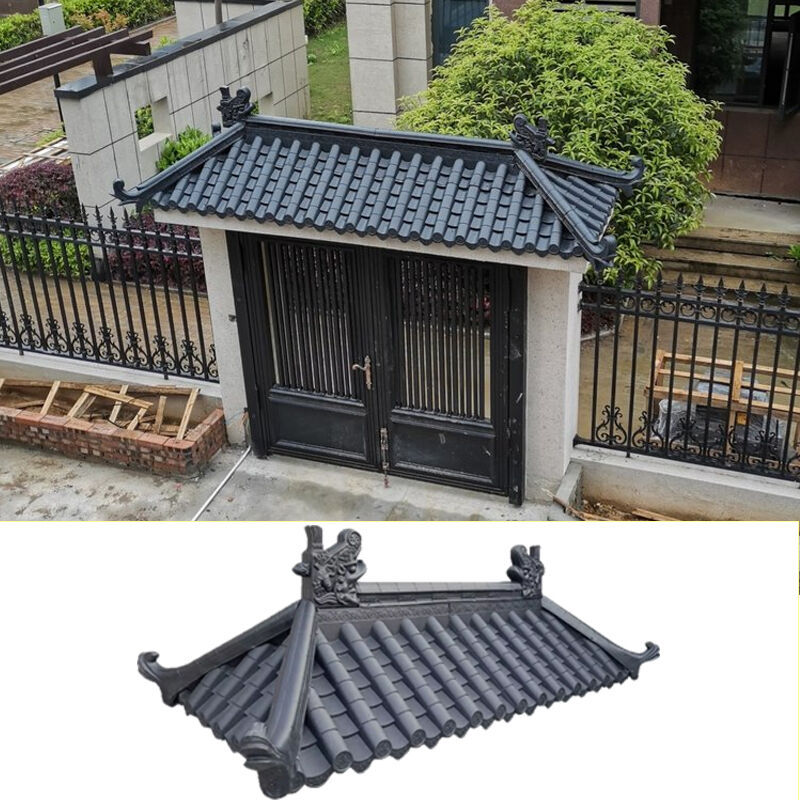 Interior/Exterior Chinese Style Entrance Gate PVC Roof Tile Kit Lightweight Plastic Canopy Panels for Hotel Lobby Portals